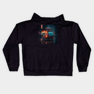 Cart Ramen - Cyberpunk Cityscape Kids Hoodie